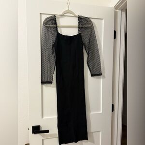 Petal & Pup Black Dress with Sheer Sleeves